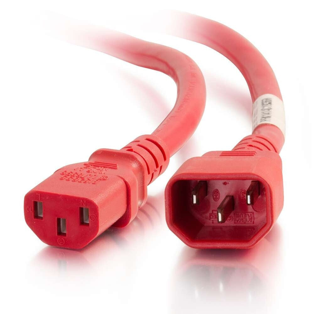 C2G 5 ft 18AWG Power Cord (IEC320C14 to IEC320C13) -Red