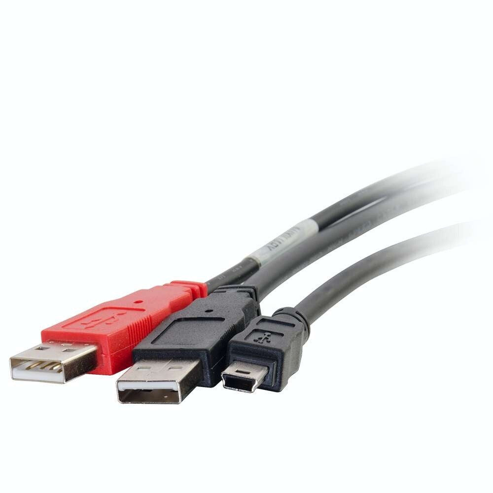 C2G 6ft (1.8m) USB 2.0 Two A Male to One Mini-B Male Y-Cable