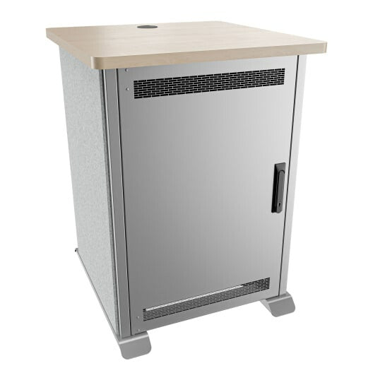 Middle Atlantic Products Forum Side Cart Rack, 16RU, 27" Deep, Wilsonart Kensington Maple, Magnesium Powdercoat, Silver Gray Felt