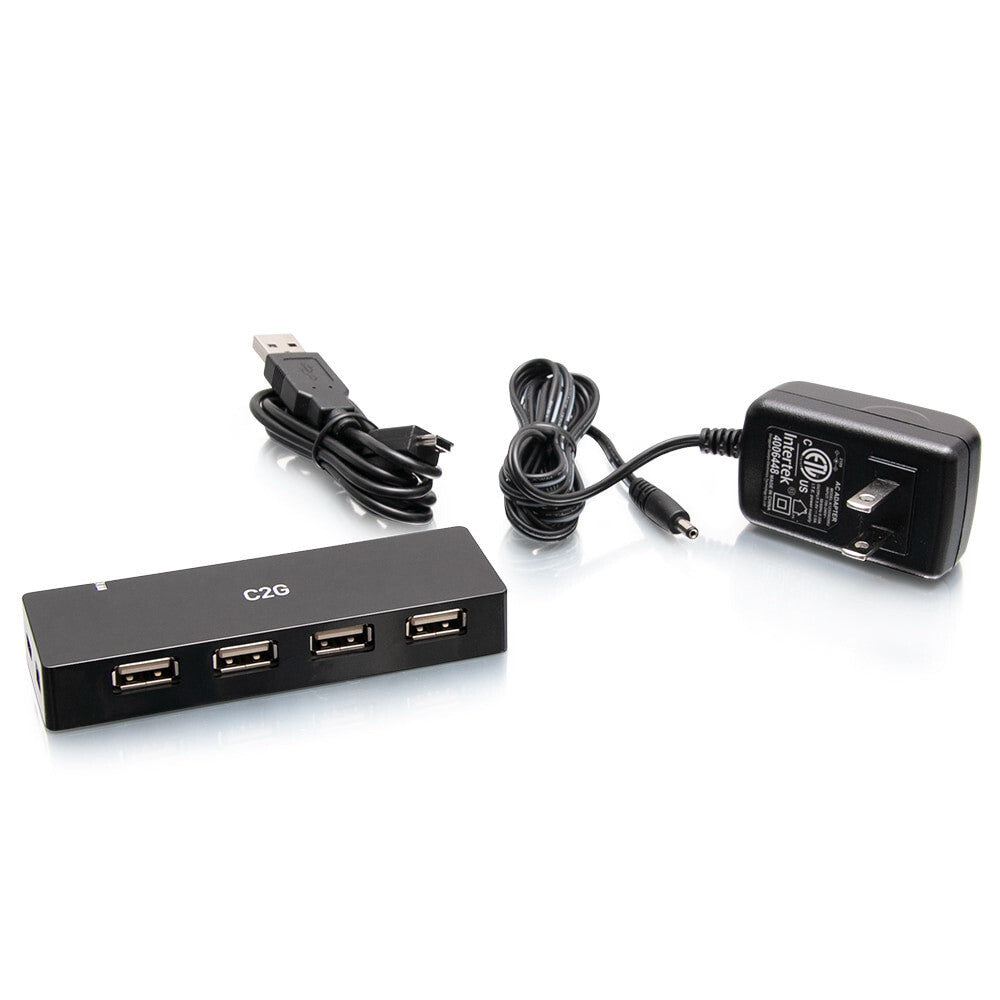 C2G 4-Port USB-A Hub with 5V 2A Power Supply