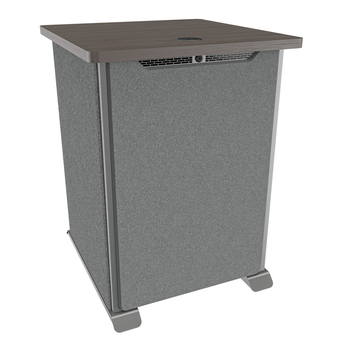 Middle Atlantic Forum ForumTM Side Cart Rack, 20RU, 27" Deep, Wilsonart® Designer White, White Powdercoat, Silver Gray Felt