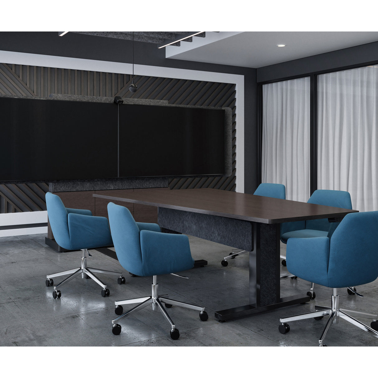 Middle Atlantic ForumTM Free-Standing 66" (3 Bay) Display Stand for (2) 66" to 75" Displays, Dark Finish