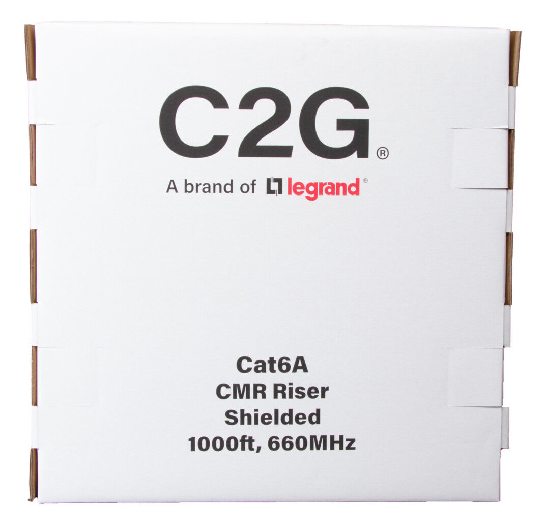 C2G 1000ft (304.8m) TAA-Compliant Cat6a Bulk Foil Shield (F/UTP) Ethernet Network Cable with Solid Conductors-Riser CMR-Rated - Blue