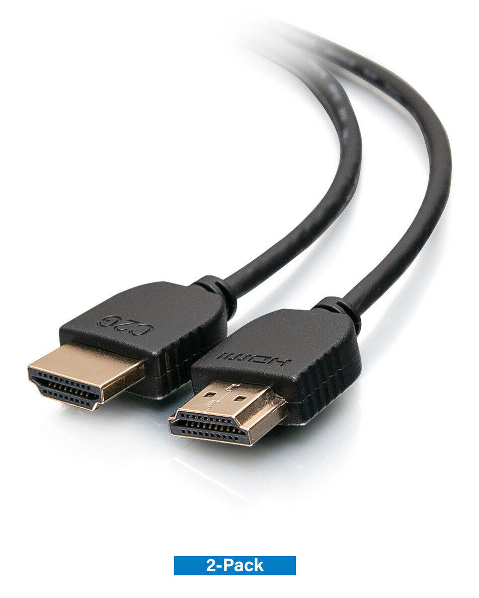 C2G 3ft (0.9m) Plus Series Slim Flexible HDMI™ Cable with Low Profile Connectors (2-pk) - 4K 60Hz