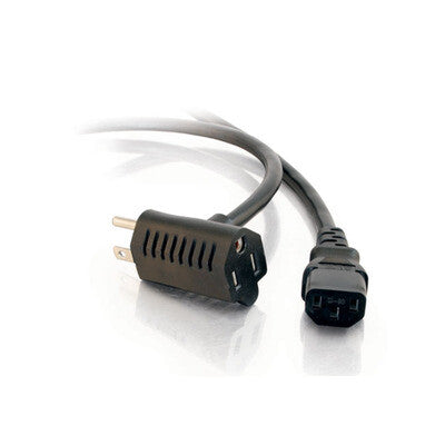 C2G 3ft (0.9m) 16 AWG Universal Power Cord With Extra Outlet