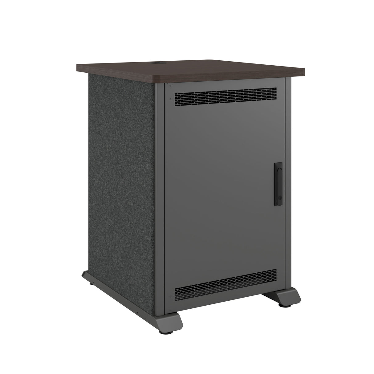 Middle Atlantic Forum ForumTM Side Cart Rack, 12RU, 27" Deep, Wilsonart® Asian Night, Graphite Powdercoat, Charcoal Gray Felt