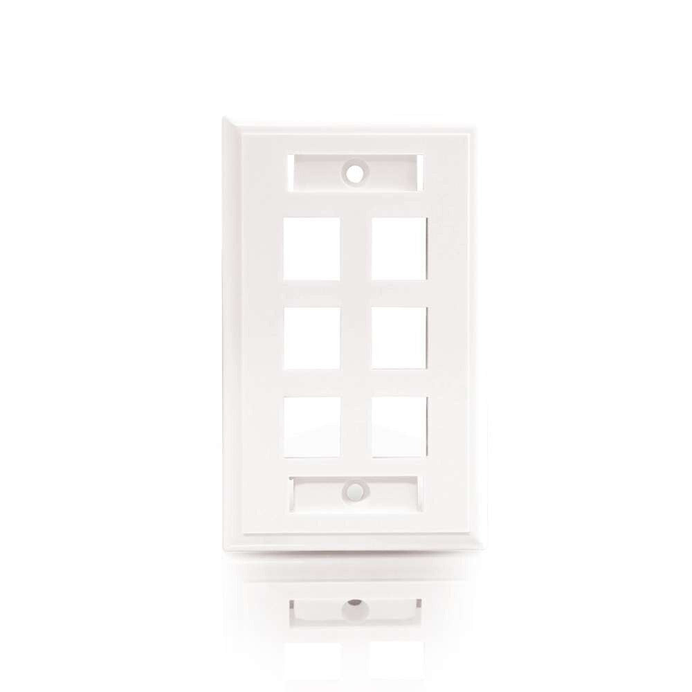C2G Six Port Keystone Single Gang Wall Plate - White