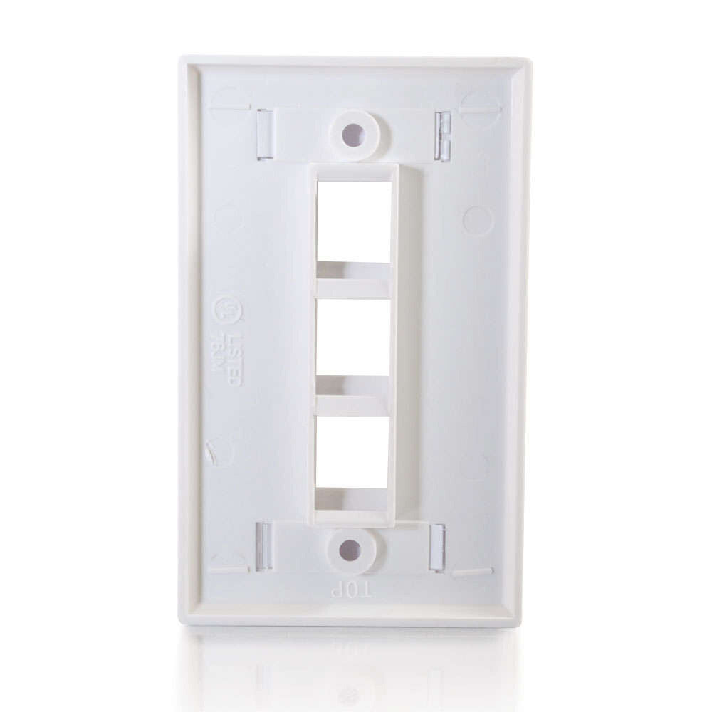 C2G Three Port Keystone Single Gang Wall Plate - White
