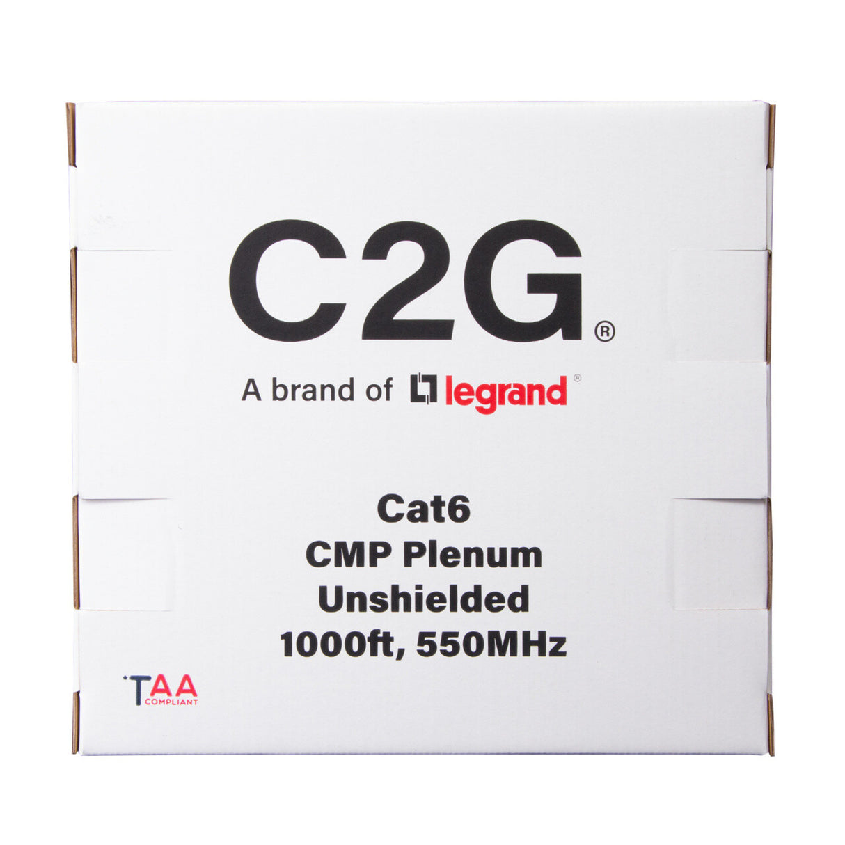 C2G 1000ft (304.8m) TAA-Compliant Cat6 Bulk Unshielded (UTP) Ethernet Network Cable with Solid Conductors-Plenum CMP-Rated - Green