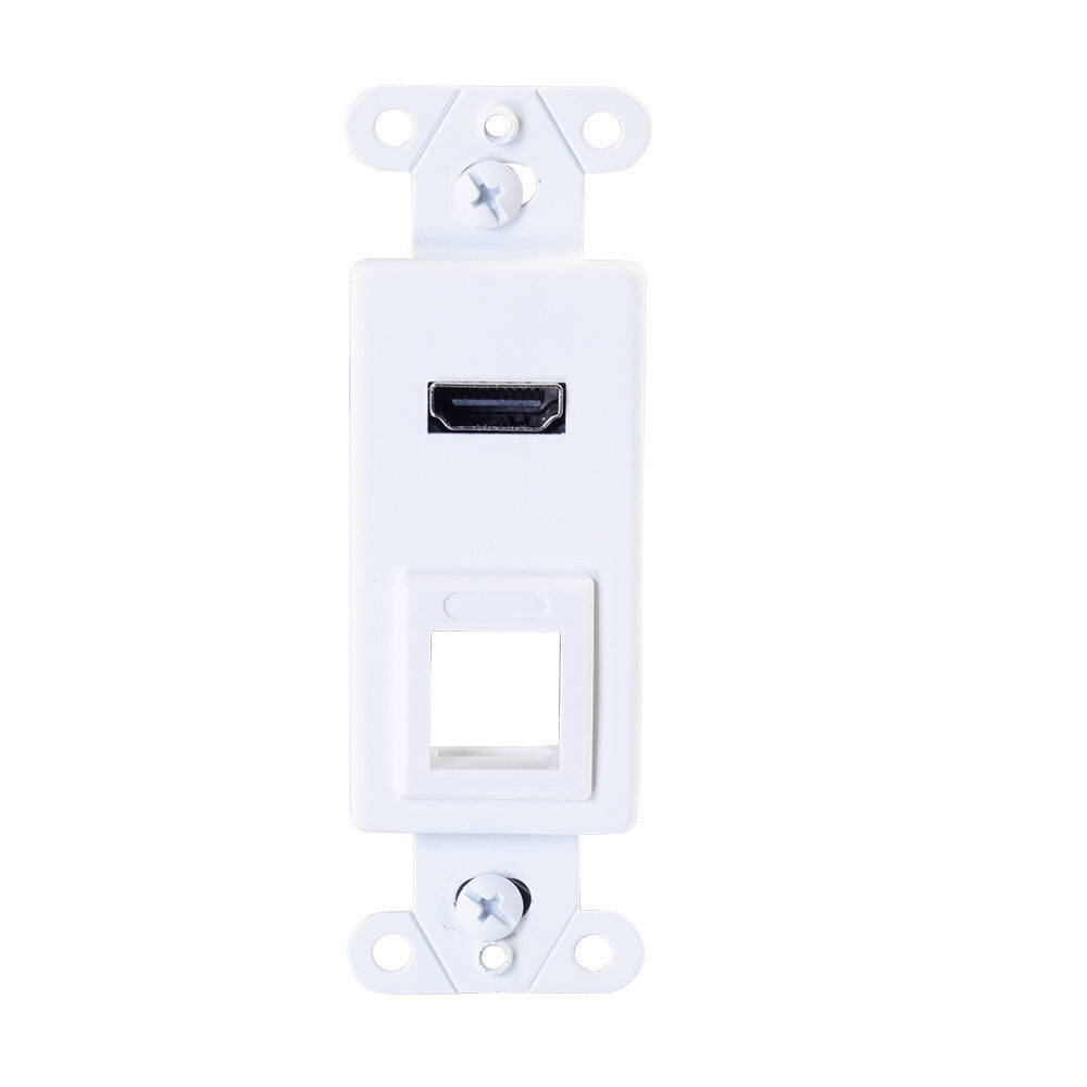 C2G HDMI Pass Through Decorative Wall Plate with One Keystone - White