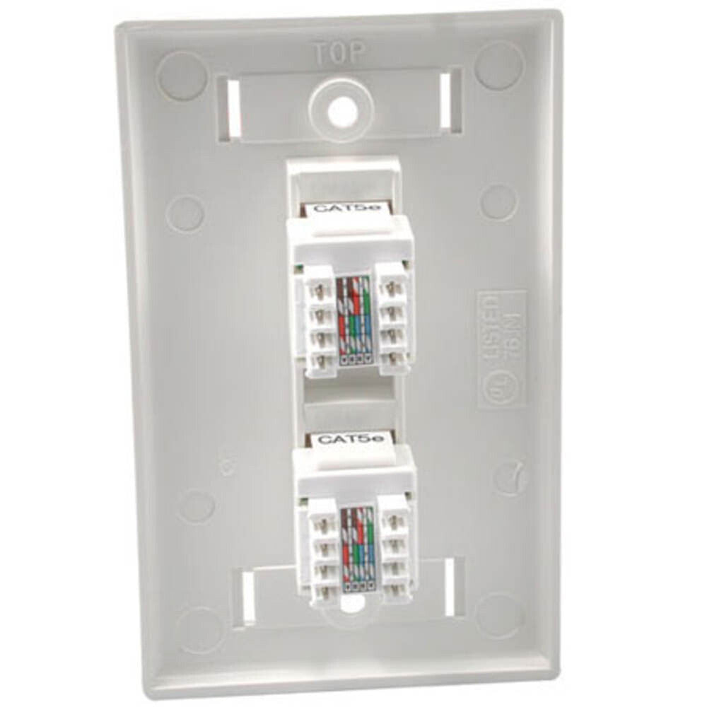 C2G Two Port Cat5E RJ45 Configured Single Gang Wall Plate - White