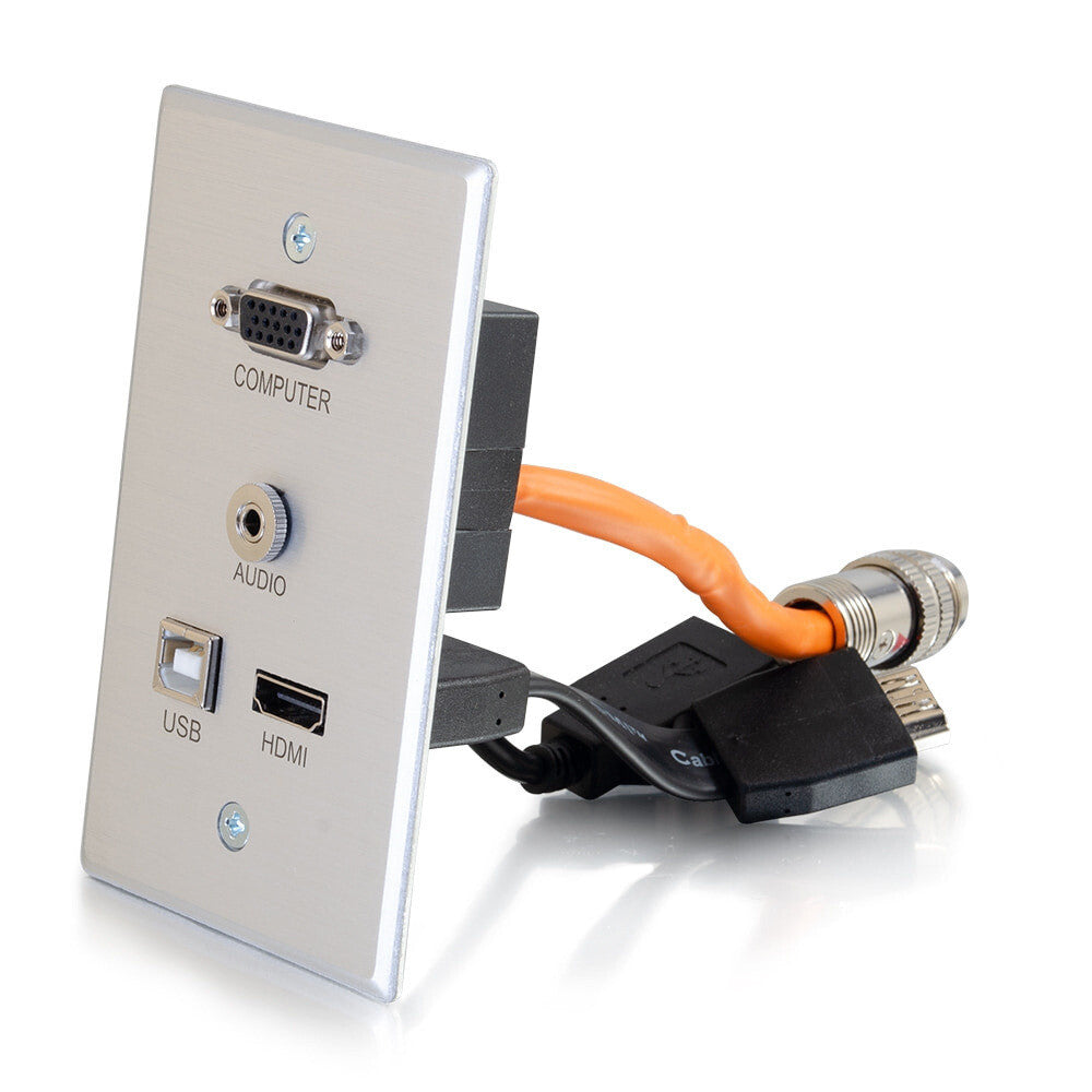 C2G RapidRun VGA + 3.5mm + HDMI and USB Pass Through Single Gang Wall Plate