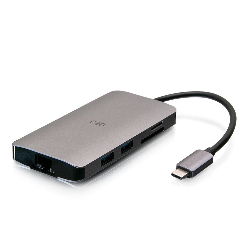 C2G USB-C 8-in-1 Mini Dock with HDMI, 2x USB-A, Ethernet, SD Card Reader, and USB-C Power Delivery