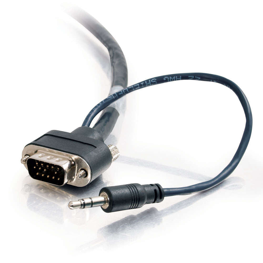 C2G 35ft (10.7m) VGA + 3.5mm A/V Cable with Rounded Low Profile Connectors M/M - Plenum CMP-Rated
