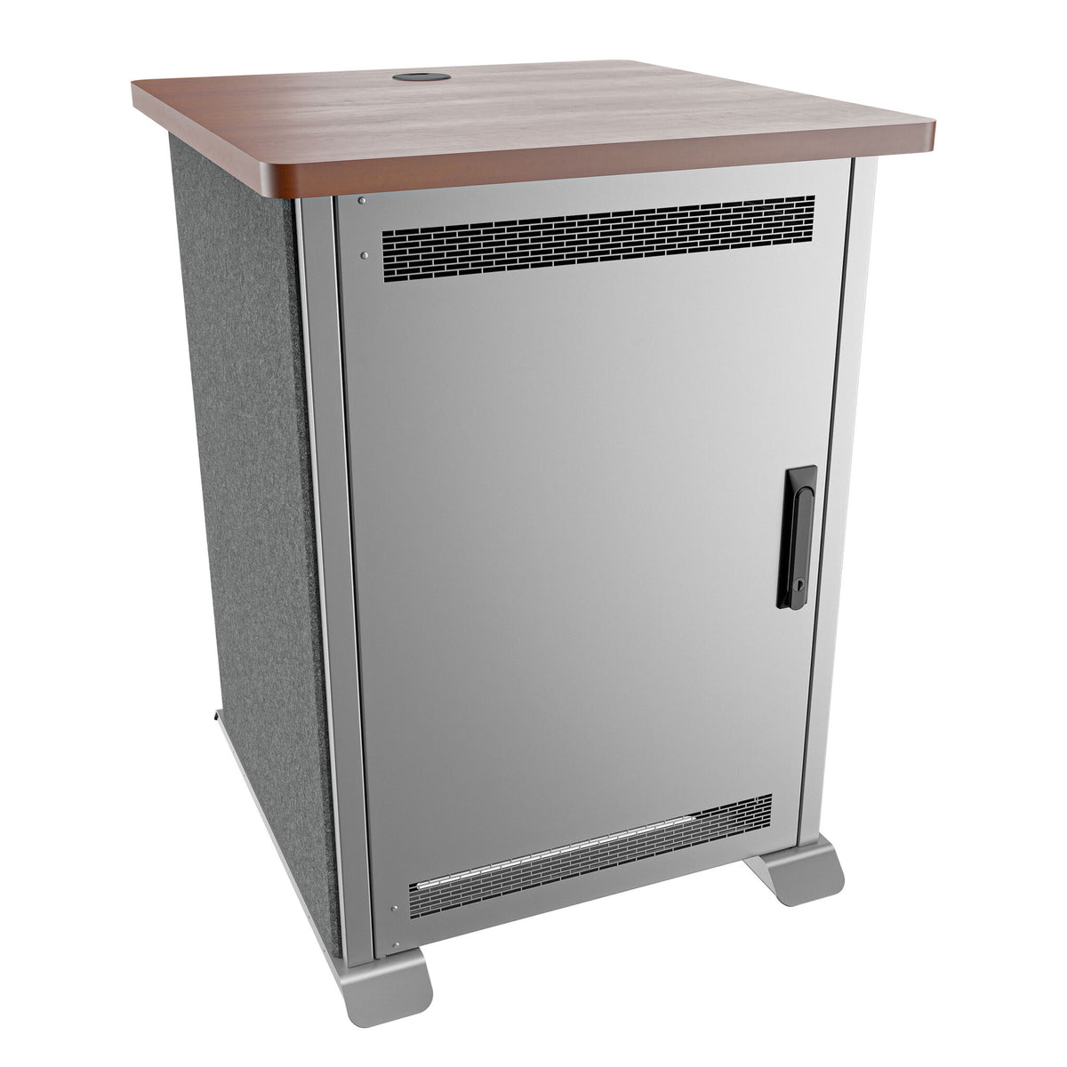 Middle Atlantic Forum ForumTM Side Cart Rack, 20RU, 27" Deep, Wilsonart® Kensington Maple, Magnesium Powdercoat, Silver Gray Felt