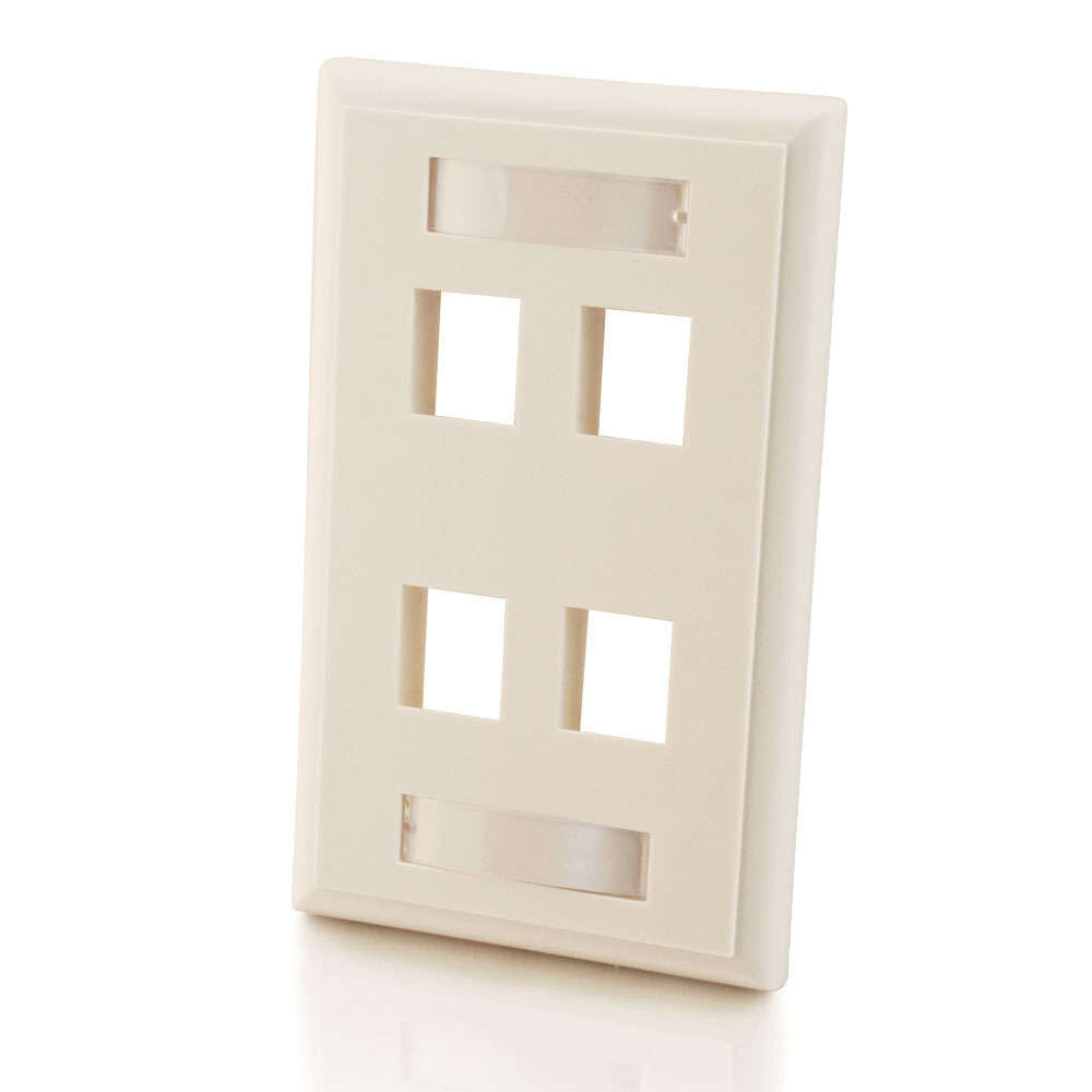 C2G Four Port Keystone Single Gang Wall Plate - White