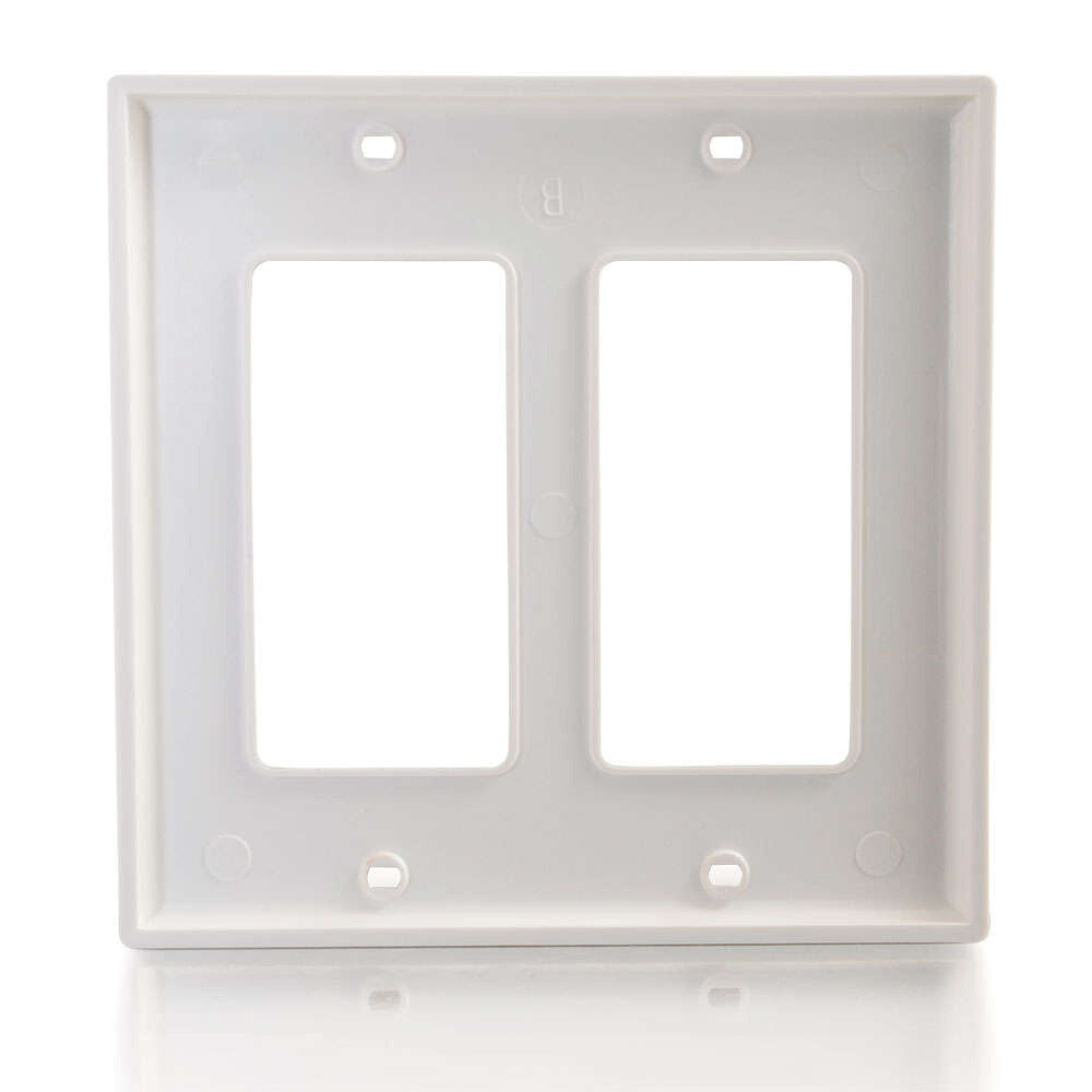 C2G Decorative Two Cutout Double Gang Walls- White