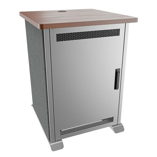 Middle Atlantic Products Forum Side Cart Rack, 16RU, 27" Deep, Wilsonart Biltmore Cherry, Magnesium Powdercoat, Charcoal Gray Felt