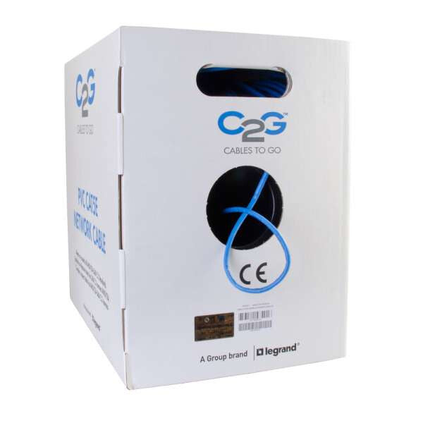 C2G 1000ft (304.8m) Cat5e Bulk Unshielded UTP Ethernet Network Cable with Stranded Conductors - In-Wall CM-Rated - Blue