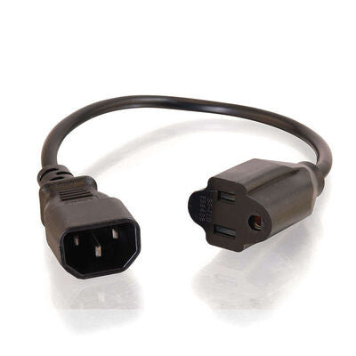 C2G 1ft 18 AWG Monitor Power Adapter Cable Black 0.30 m C14 coupler