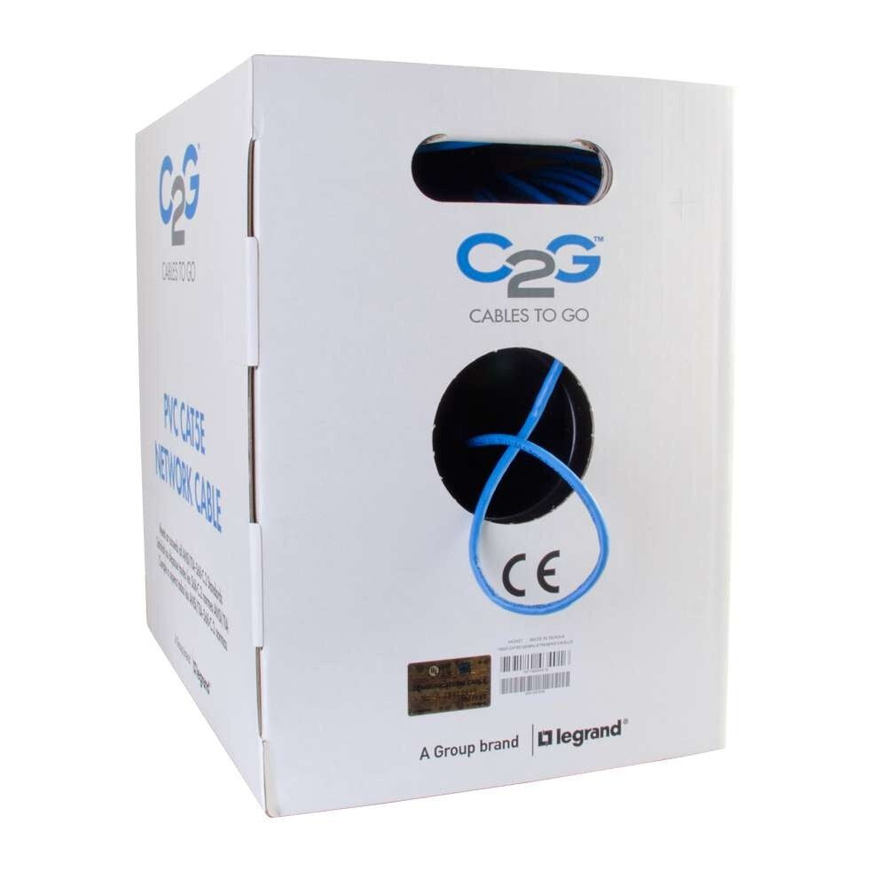 C2G 1000ft (304.8m) Cat5e Bulk Unshielded UTP Ethernet Network Cable with Stranded Conductors - In-Wall CM-Rated - Blue