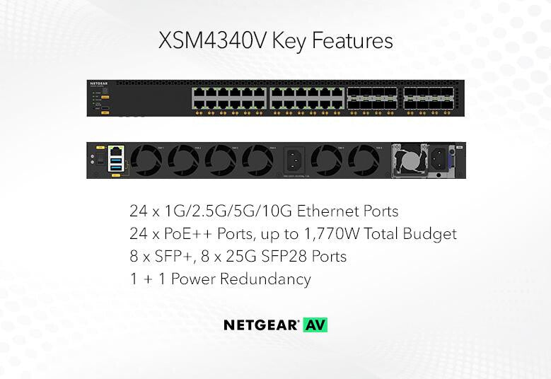 NETGEAR XSM4340V-TAANES network switch Managed L3 10G Ethernet (100/1000/10000) Power over Ethernet (PoE) 1U Black