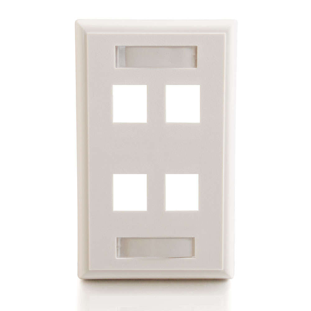 C2G Four Port Keystone Single Gang Wall Plate - Ivory