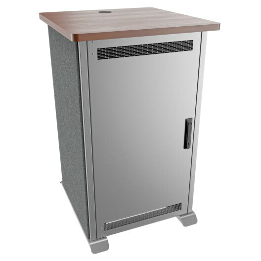 Middle Atlantic Products Forum Side Cart Rack, 20RU, 27" Deep, Wilsonart Biltmore Cherry, Magnesium Powdercoat, Charcoal Gray Felt