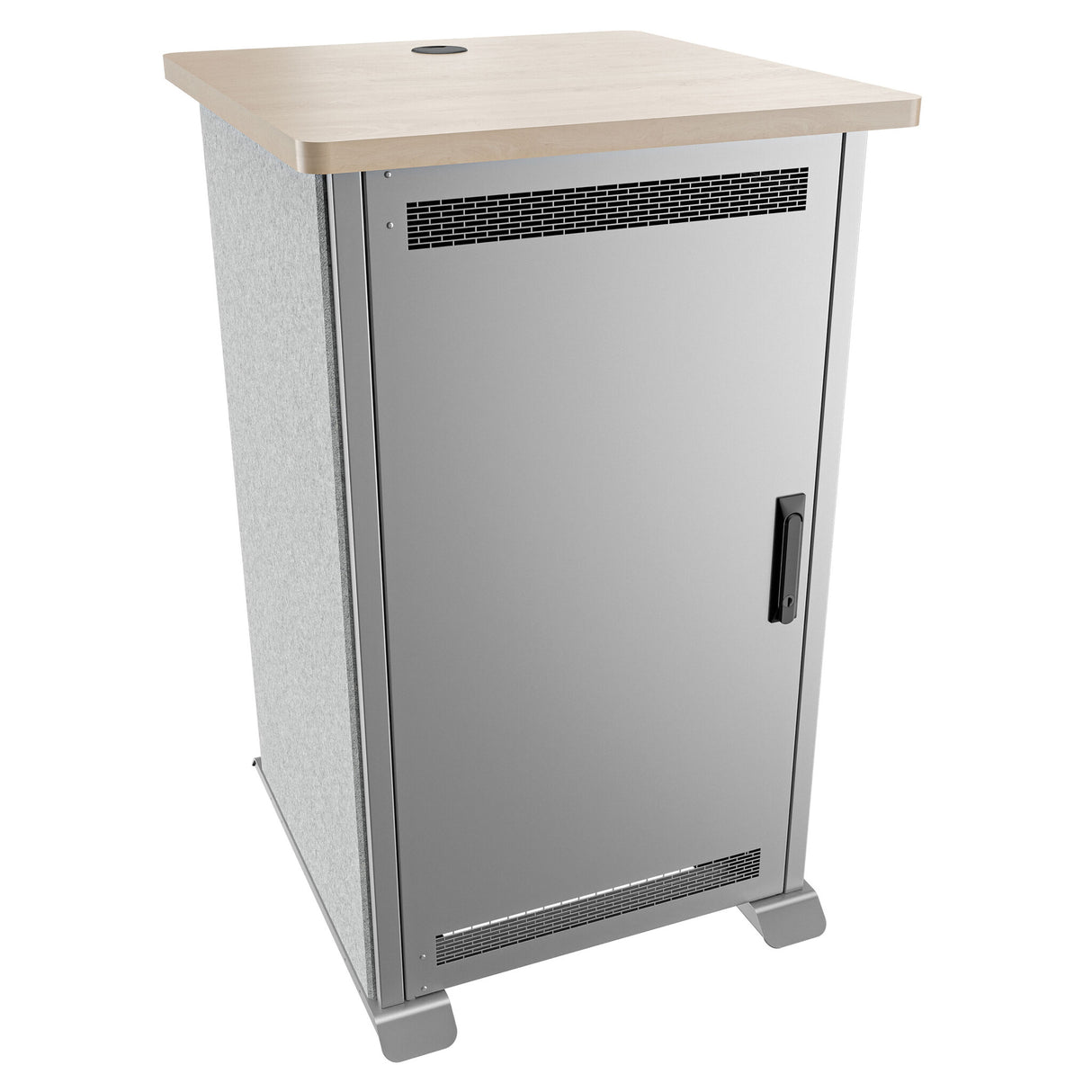 Middle Atlantic Forum ForumTM Side Cart Rack, 20RU, 27" Deep, Wilsonart® Kensington Maple, Magnesium Powdercoat, Silver Gray Felt
