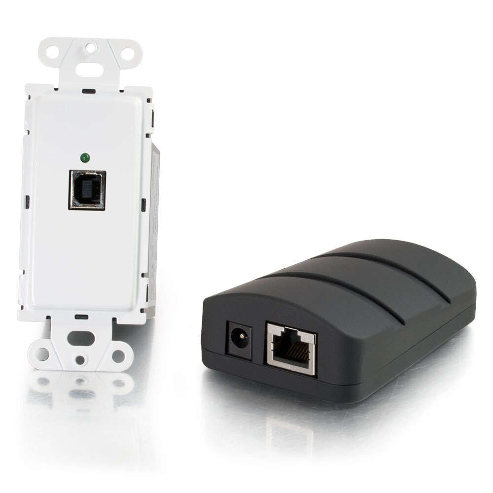 C2G Superbooster® USB 2.0 Over Cat5 Wall Plate Transmitter to Dongle Receiver Kit