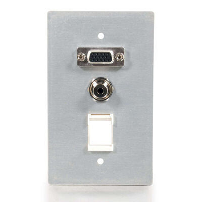 C2G Single Gang HD15 + 3.5mm + (1) Keystone Wall Plate Aluminium