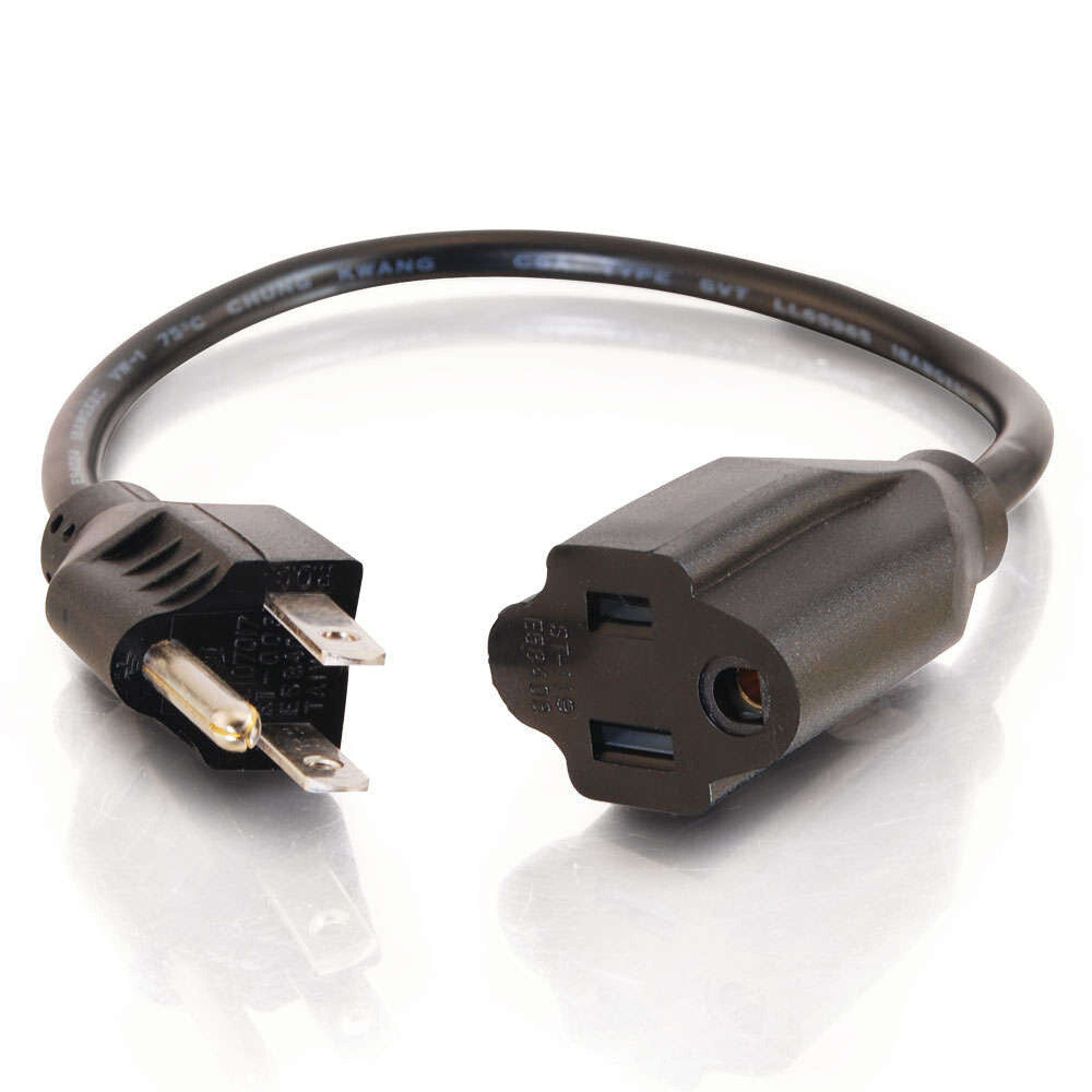 C2G 4ft (1.2m) 16 AWG Outlet Saver Power Extension Cord (NEMA 5-15P to NEMA 5-15R)