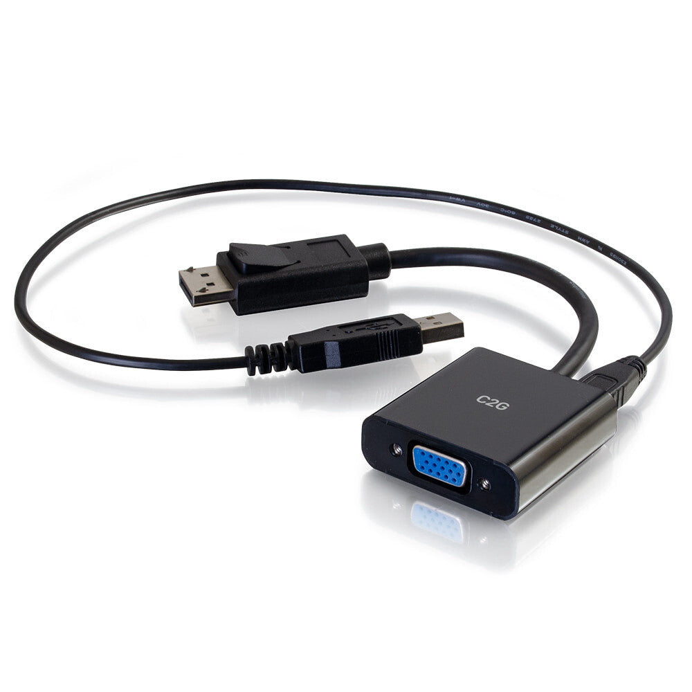 C2G 8in DisplayPortTM Male to VGA + Audio Female Active Adapter Converter - Black