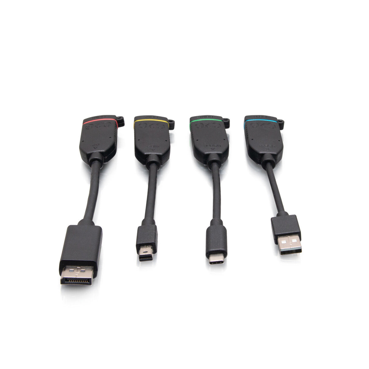 C2G Universal 4K HDMI® Dongle Adapter Ring including Color Coded Mini DisplayPort™, DisplayPort, USB-C®, and USB-A Male to USB-C Female Adapters with Antimicrobial Protection Technology