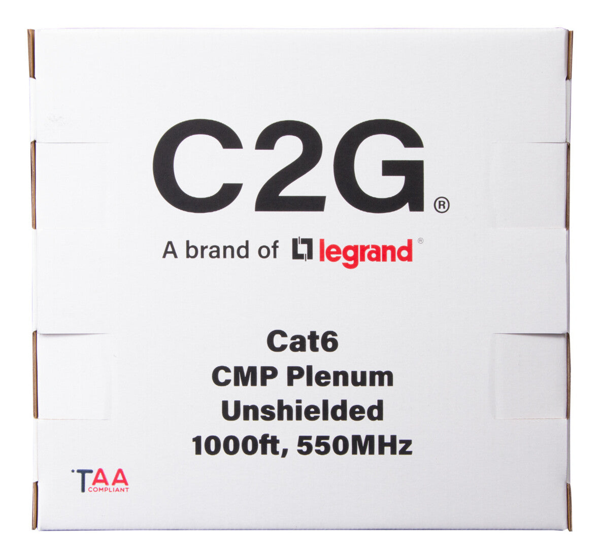 C2G 1000ft (304.8m) TAA-Compliant Cat6 Bulk Unshielded (UTP) Ethernet Network Cable with Solid Conductors-Plenum CMP-Rated - Gray