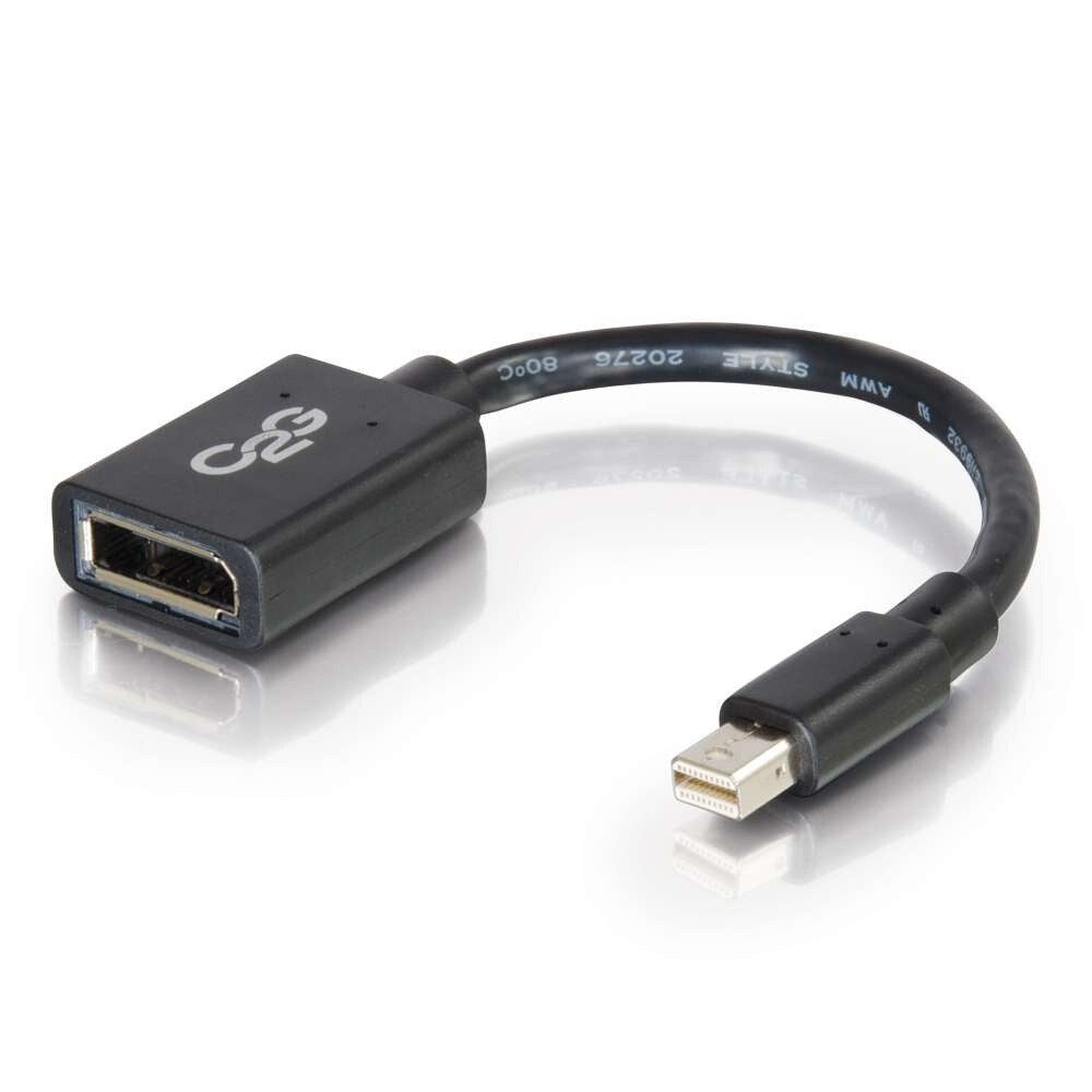 C2G 0.5ft (0.15m) Mini DisplayPortTM Male to DisplayPortTM Female Adapter Converter 4K 30Hz - Black
