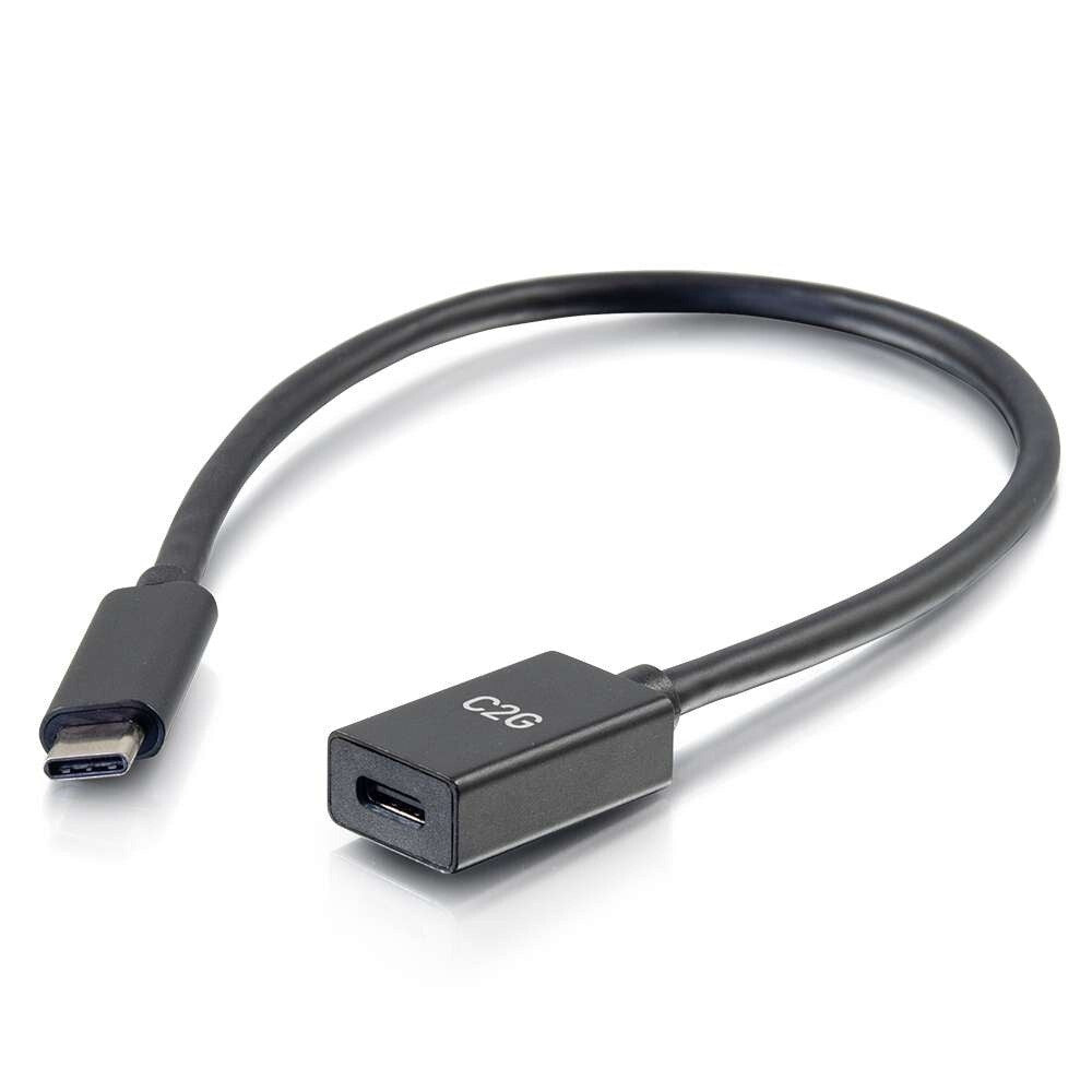 C2G 1ft (0.3m) USB-C to C 3.2 (Gen 2) Male to Female Extension Cable (10Gbps)