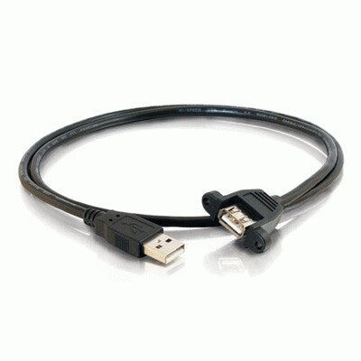 C2G 1ft (0.3m) Panel-Mount USB 2.0 A Male to A Female Cable