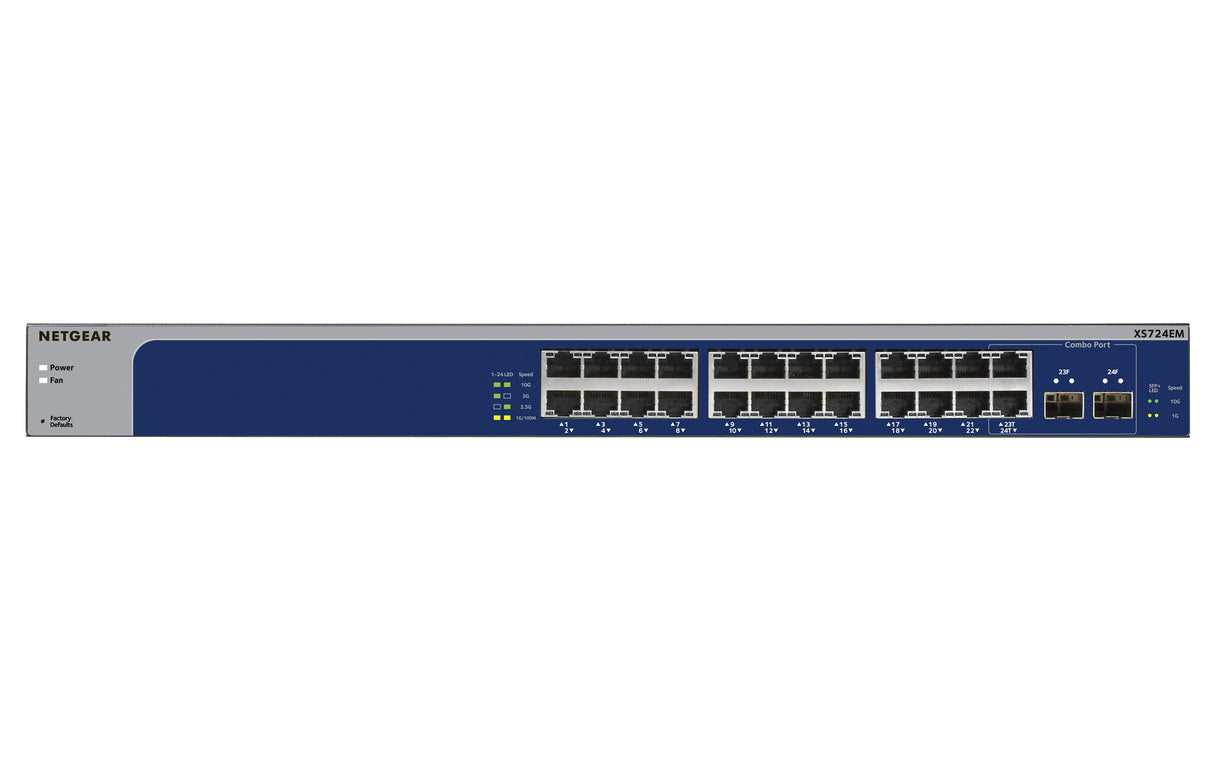 NETGEAR XS724EM Managed L2 10G Ethernet (100/1000/10000) 1U Grey, Blue