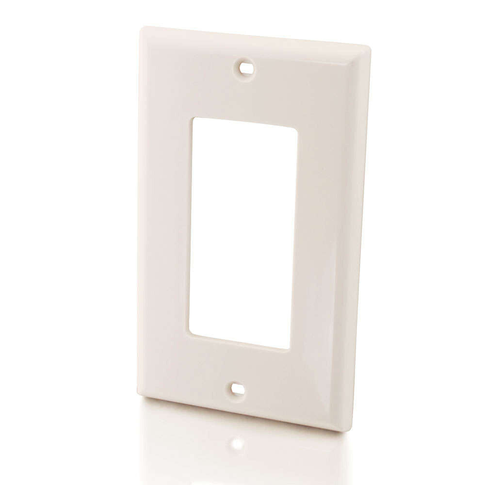 C2G Decorative One Cutout Single Gang Wall Plate - White