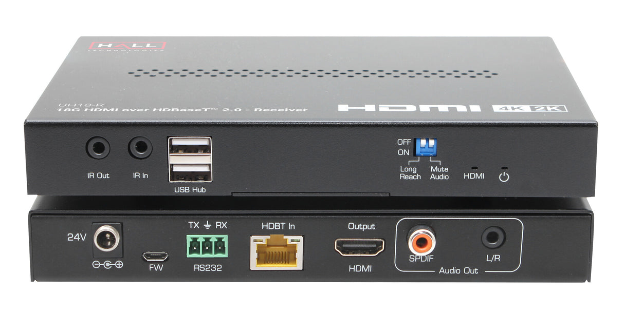 Hall Technologies UH18-R AV extender AV receiver Black