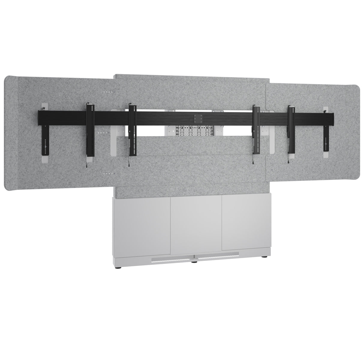 Middle Atlantic ForumTM Floor-to-Wall Mounted 66" (3 Bay) Display Stand for (2) 56" to 65" Displays, Light Finish