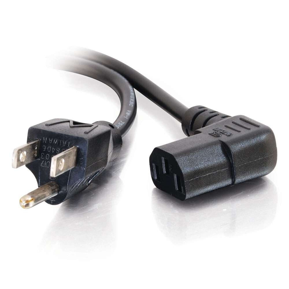 C2G 6ft (1.8m) 18 AWG Universal Right Angle Power Cord (NEMA 5-15P to IEC320C13R)