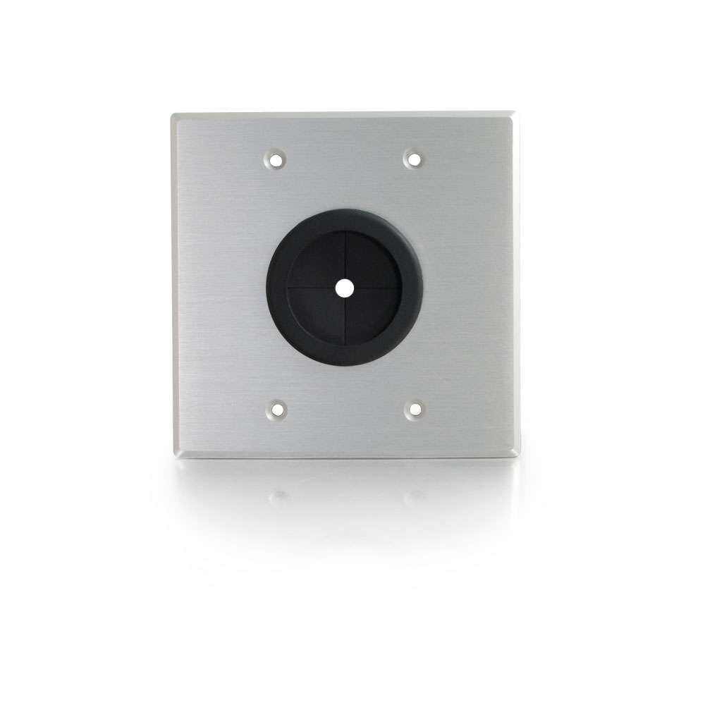 C2G 1.5in Grommet Cable Pass Through Double Gang Wall Plate - Brushed Aluminum