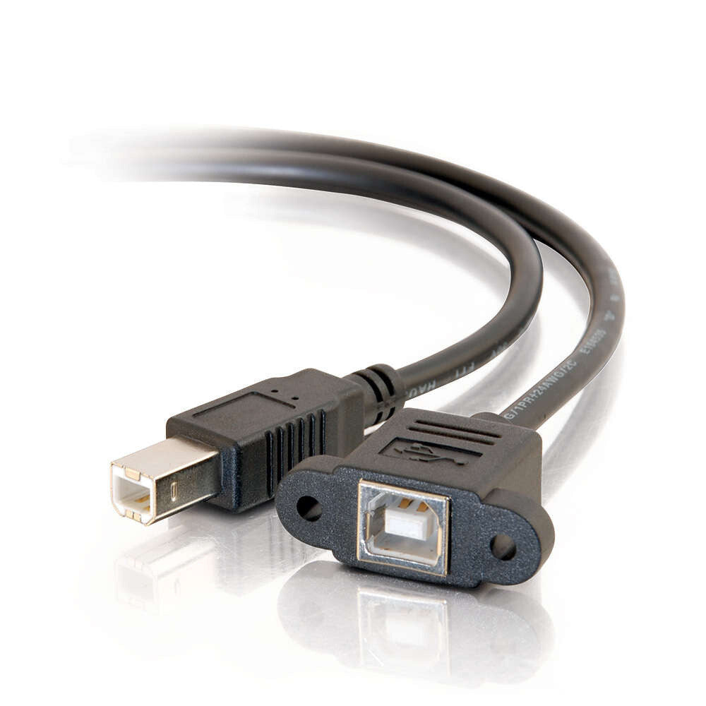 C2G 1.5ft (0.46m) Panel-Mount USB 2.0 B Female to B Male Cable
