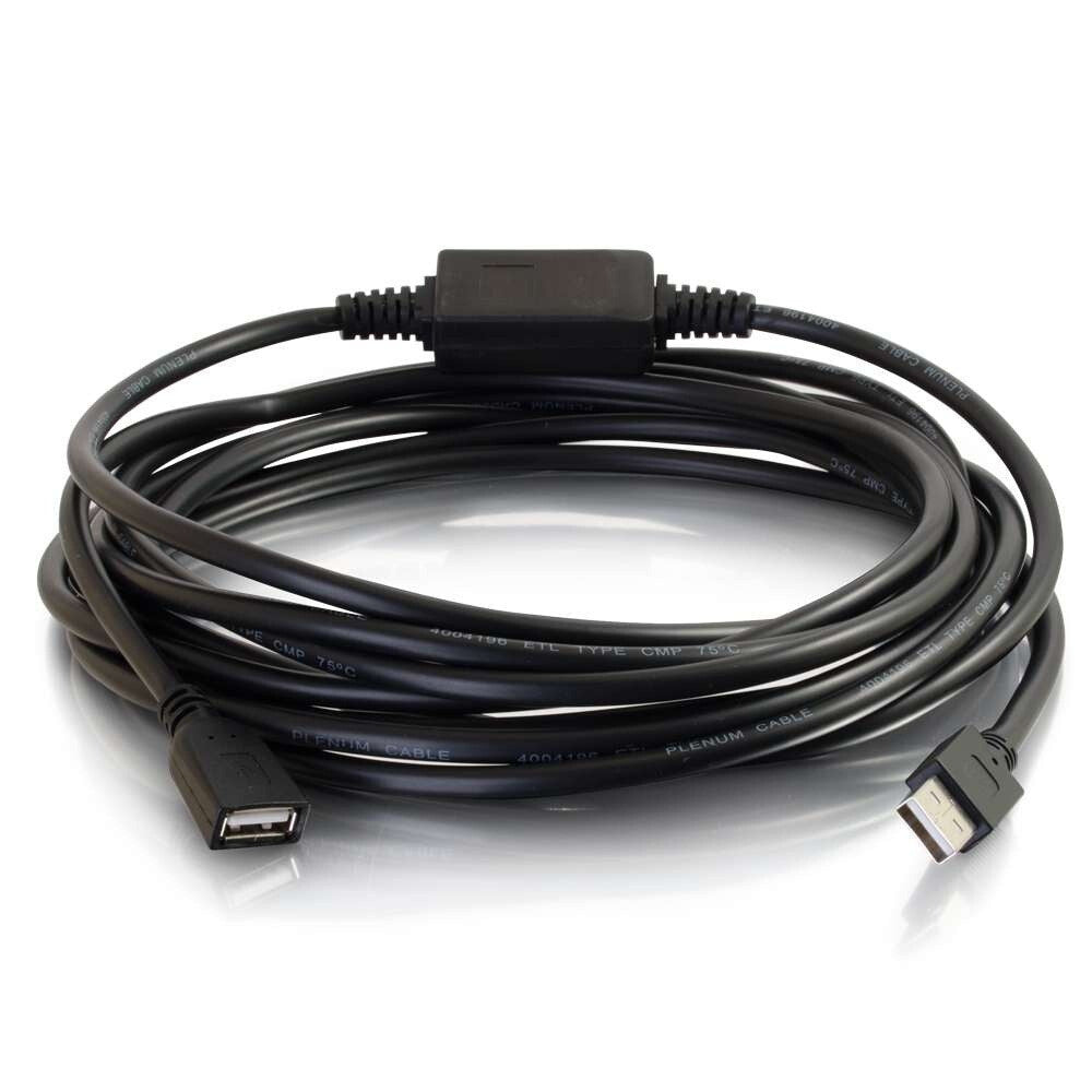 C2G 16ft (4.9m) USB A Male to Female Active Extension Cable - Plenum, CMP-Rated