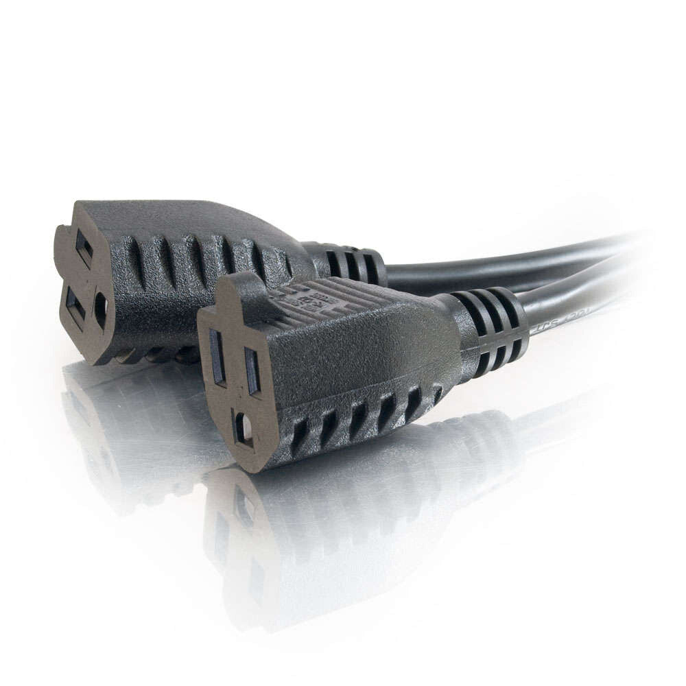C2G 1.5ft (0.46m) 16 AWG 1-to-2 Power Cord Splitter (1 NEMA 5-15P to 2 NEMA 5-15R)