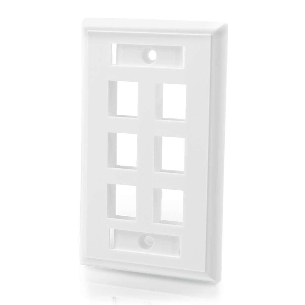 C2G Six Port Keystone Single Gang Wall Plate - White