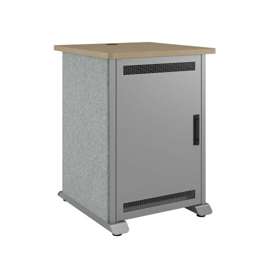 Middle Atlantic Products Forum Side Cart Rack, 12RU, 27" Deep, Wilsonart Kensington Maple, Magnesium Powdercoat, Silver Gray Felt