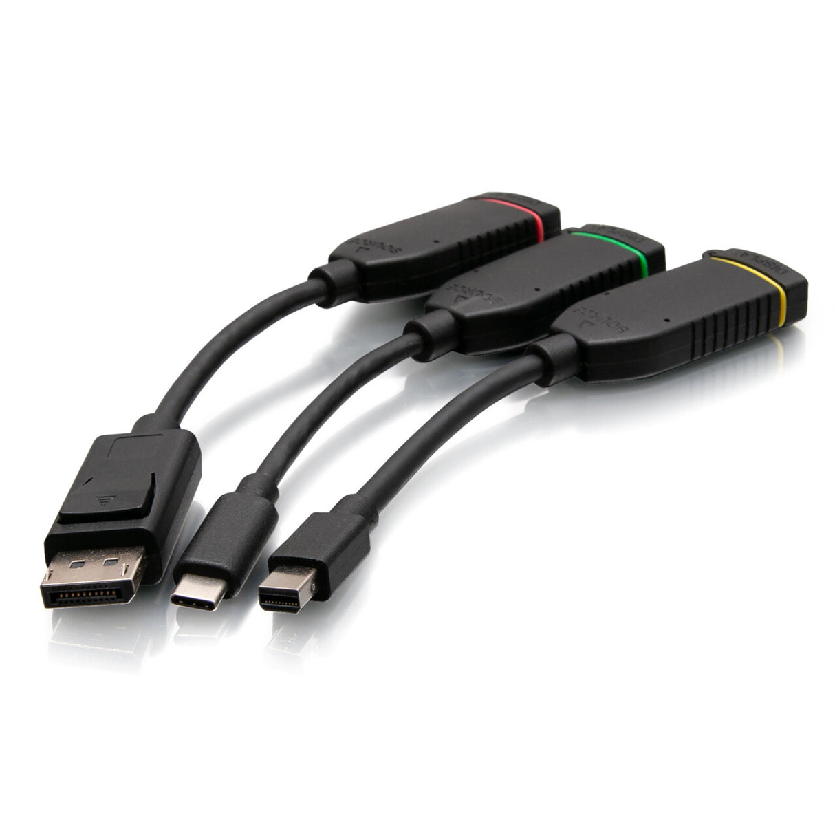 C2G 6ft (4.5m) 4K HDMI® Premium Cable and Universal Dongle Adapter Ring with Color Coded Mini DisplayPortTM, DisplayPort, and USB-C® (without Pull Tab)